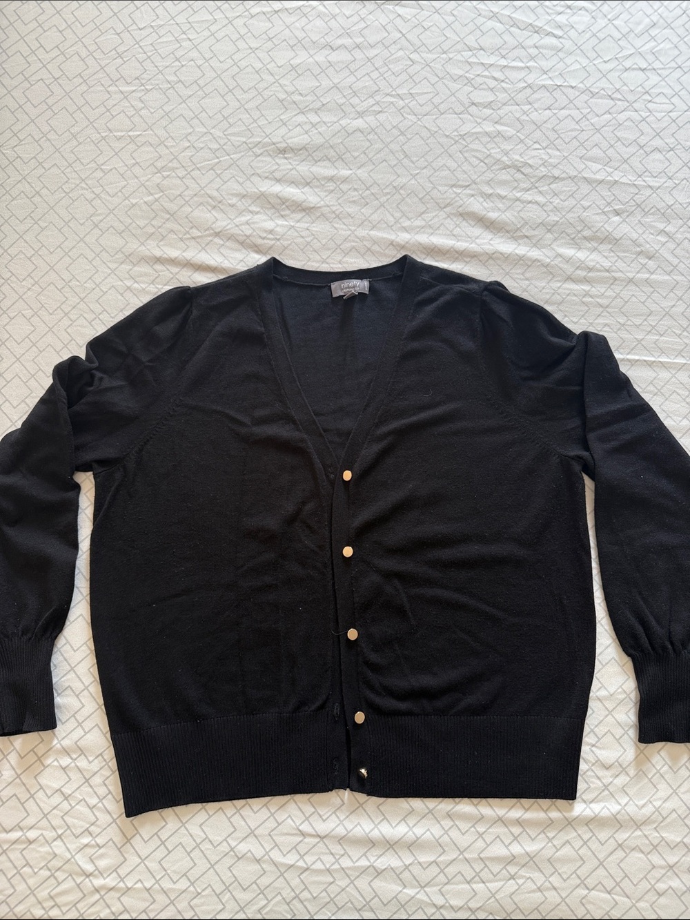 Ninety Black V-Neck Button Cardigan